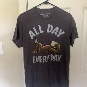 Pre owned used Curious George Brown Graphic Men T-Shirt  50 cotton 50 polyester